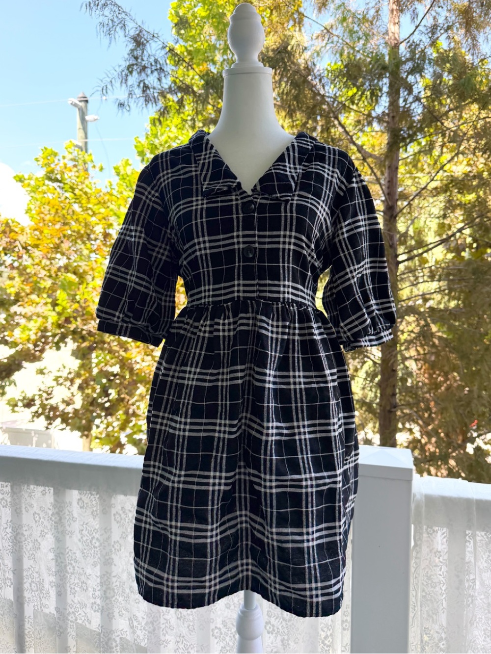 Black and White Plaid Women's Dress